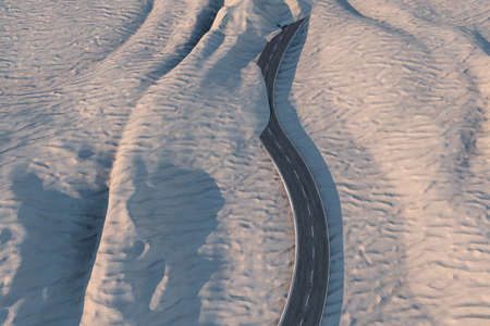 The waving road in the desert, 3d rendering. Computer digital background.