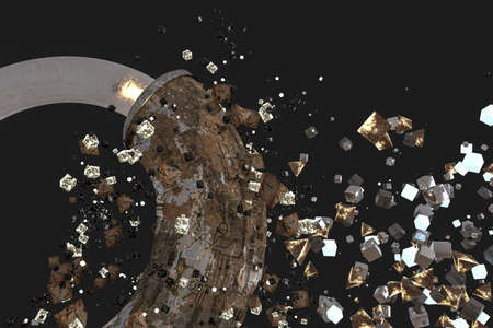 3d rendering, scientific mechanical ring in the outer space. Computer digital background.
