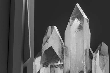 A cluster of precision-cut magic crystal, science fiction and magic theme, 3d rendering. Computer...