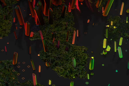 A cluster of precision-cut magic crystal, science fiction and magic theme, 3d rendering. Computer...