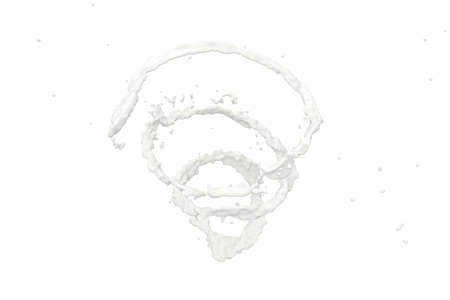 Purity splashing milk with creative shapes, 3d rendering. Computer digital image.の写真素材