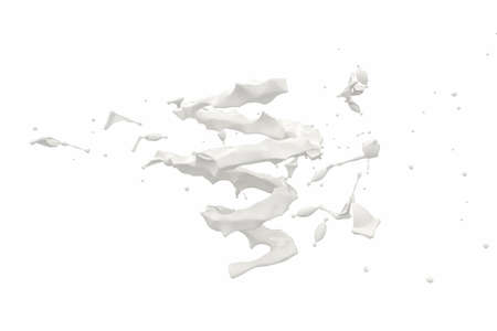 Purity splashing milk with creative shapes, 3d rendering. Computer digital image.の写真素材