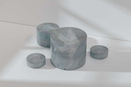 the platform for product presentation in a empty room, 3d rendering