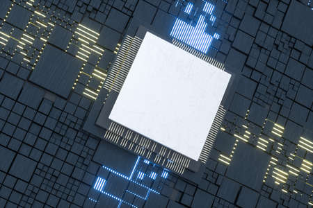 Circuit board and electronic lines background, 3d rendering. Computer digital image.の写真素材