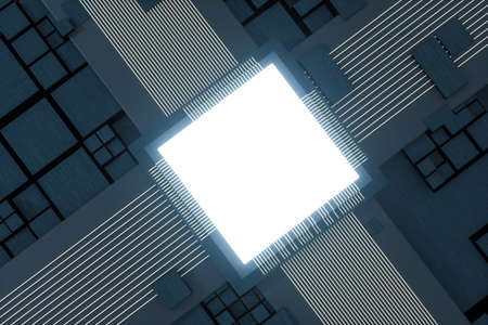 Circuit board and electronic lines background, 3d rendering. Computer digital image.