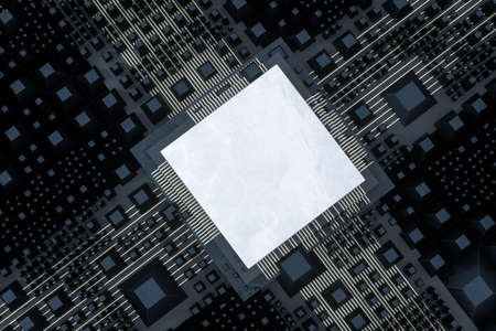 Circuit board and electronic lines background, 3d rendering. Computer digital image.