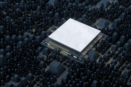 Circuit board and electronic lines background, 3d rendering. Computer digital image.の写真素材