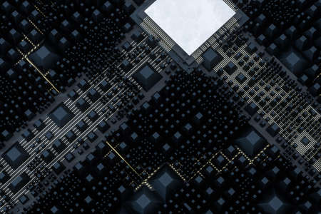 Circuit board and electronic lines background, 3d rendering. Computer digital image.の写真素材