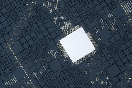 Circuit board and electronic lines background, 3d rendering. Computer digital image.の写真素材