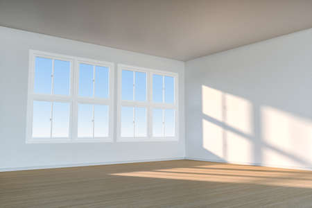 The cleaning house and the sunshine from the window, 3d rendering. Computer digital drawing.