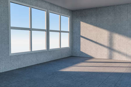 The cleaning house and the sunshine from the window, 3d rendering. Computer digital drawing.