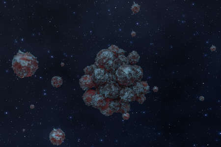Spheres with the textured surface, random distributed, 3d rendering. Computer digital drawing.