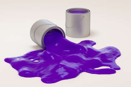 The buckets of paint with white background, 3d rendering. Computer digital drawing.
