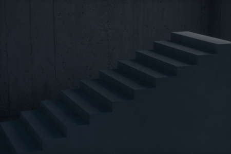 The stairway in the dark basement, 3d rendering. Computer digital drawing.の写真素材