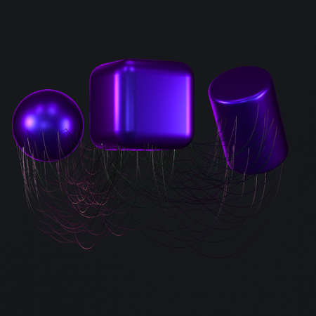 Connection lines with creative geometries, 3d rendering. Computer digital drawing.