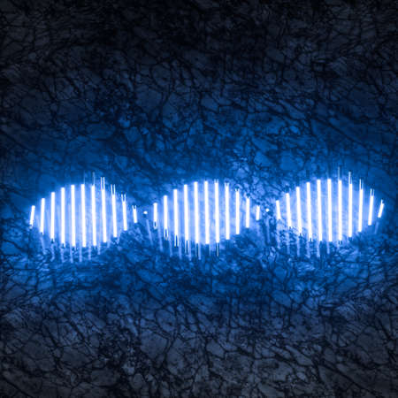 Glowing neon tubes and DNA shape, 3d rendering. Computer digital drawing.