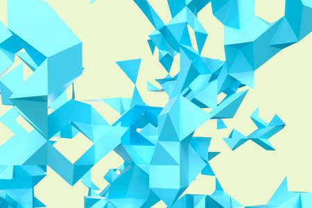 Triangular paper with creative shapes, 3d rendering. Computer digital drawing.