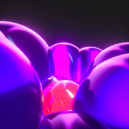 glowing purple balloons, fantasy and abstract background, 3d rendering. Computer digital drawing.の写真素材
