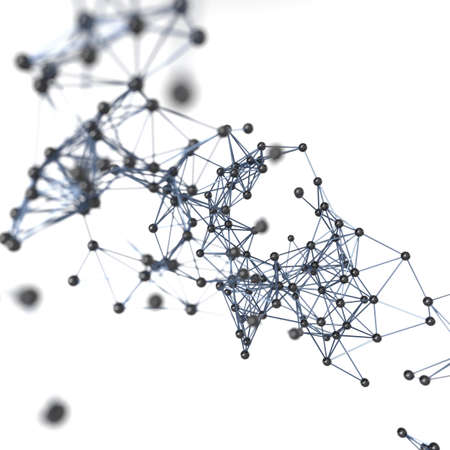 Gene lines and nodes, biological gene structure, 3d rendering. Computer digital drawing.
