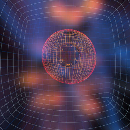 Colorful background and grid of atoms, 3d rendering. Computer digital drawing.の写真素材