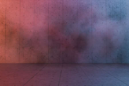 An empty concrete room filled with mist, 3d rendering. Computer digital drawing.の写真素材