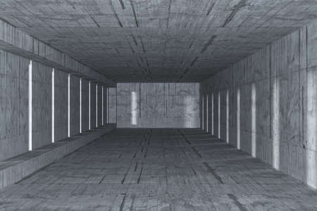 Empty concrete room, 3d rendering. Computer digital drawing.