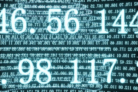 Digital lines made of numbers, globe big data background, 3d rendering. Computer digital background.