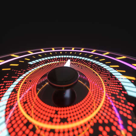 Digital drawing of dashboard with glowing lines, 3d rendering. Computer digital drawing.