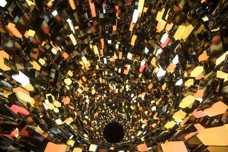 Tunnel made of blocks, technology background, 3d rendering. Computer digital drawing.の写真素材