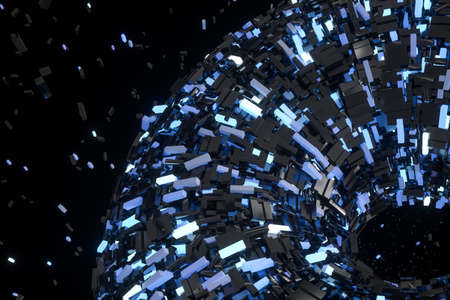 Tunnel made of blocks, technology background, 3d rendering. Computer digital drawing.の写真素材