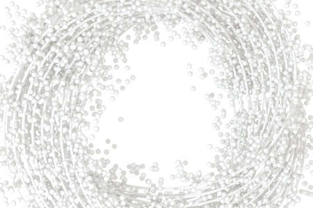 A mass of flowing spheres with white background, 3d rendering. Computer digital drawing.