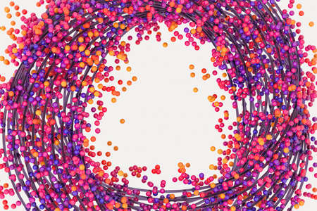 A mass of flowing spheres with white background, 3d rendering. Computer digital drawing.