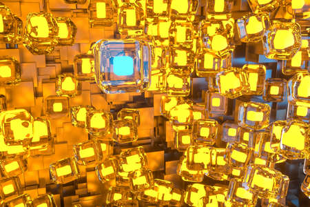 The room made of cubes, in three-dimensional space, 3d rendering. Computer digital drawing.