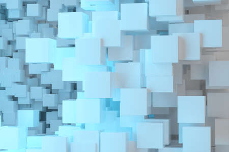 The room made of cubes, in three-dimensional space, 3d rendering. Computer digital drawing.の写真素材