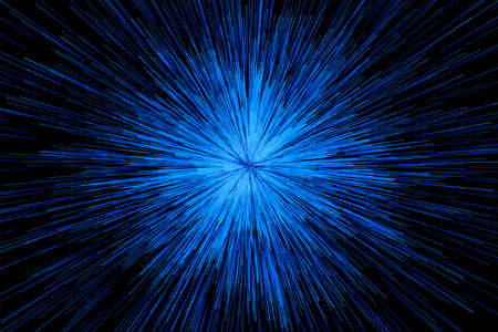 Blue glowing radial lines, magical lines, 3d rendering. Computer digital drawing.