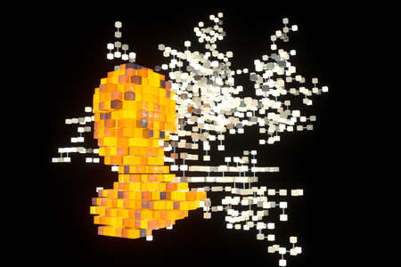 The head of the virtual robot with concepts of artificial intelligence, 3d rendering. Computer...
