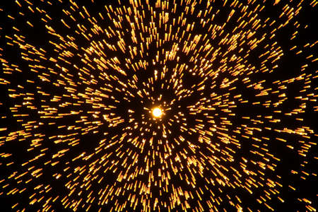 Flowing and glowing particles with dark background, 3d rendering. Computer digital drawing.