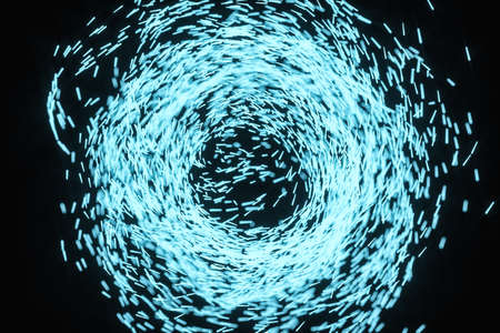 High speed vortex particles, 3d rendering. Computer digital drawing.