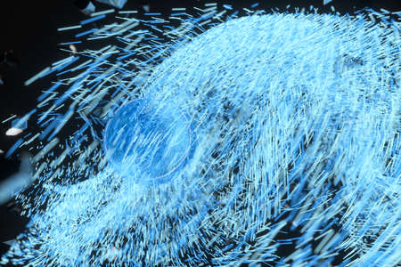 High speed vortex particles, 3d rendering. Computer digital drawing.