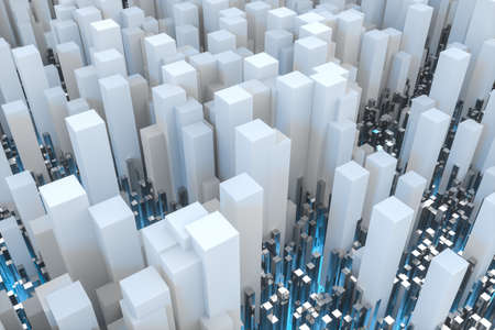 technical scene made up of repetitive columns, 3d renderingの写真素材