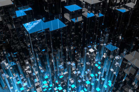 technical scene made up of repetitive columns, 3d rendering