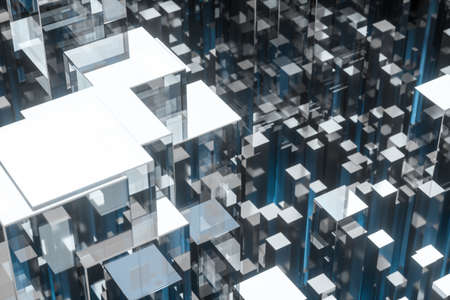 technical scene made up of repetitive columns, 3d renderingの写真素材