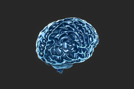 Brain and dark background, 3d rendering. Computer digital drawing.の写真素材