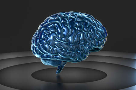 Brain and dark background, 3d rendering. Computer digital drawing.