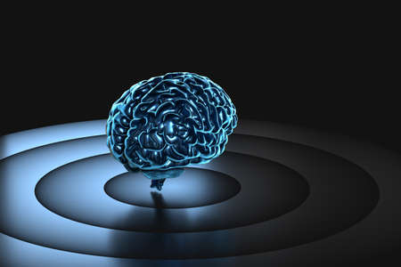 Brain and dark background, 3d rendering. Computer digital drawing.の写真素材