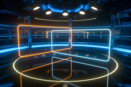 Circular technological structure building, 3d rendering.