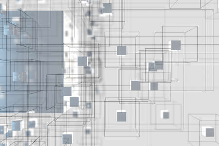 Technology background make up with cubes and lines, 3d rendering. Computer digital drawing.