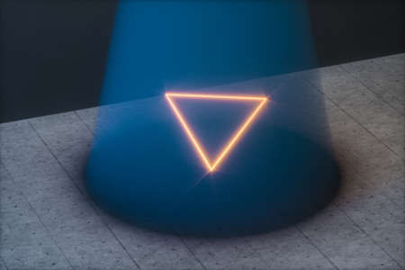 The dark room and the light beam from the top, 3d rendering. Computer digital drawing.の写真素材