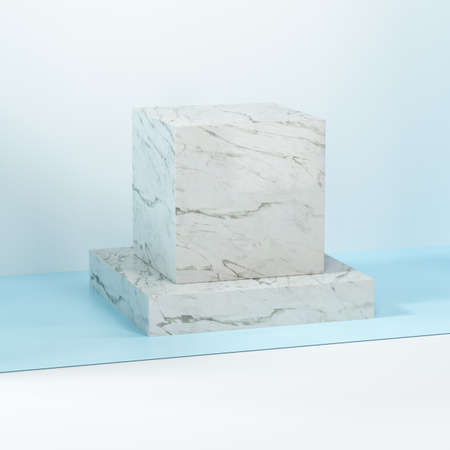Square platform with solid color background, 3d rendering. Computer digital drawing.の写真素材