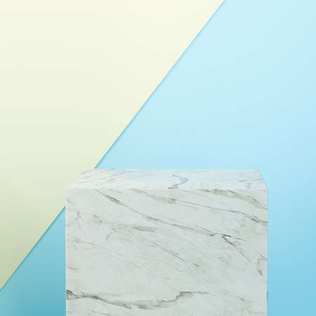 Square platform with solid color background, 3d rendering. Computer digital drawing.